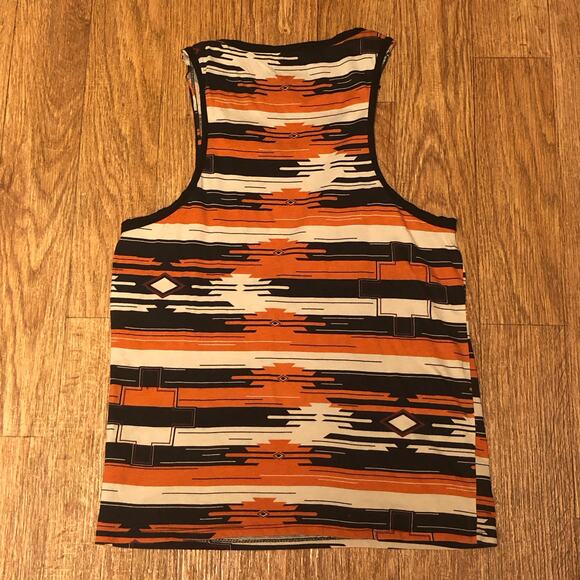 NWOT Iron Fist Black Orange Cream Stripe Aztec Tribal Muscle Tank Top Size XS - Picture 6 of 7